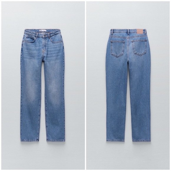 🏷️ SOLD •ZARA •  Super High Rise Straight Leg Z1975 Jeans • 10 - Picture 5 of 15